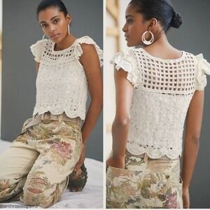 Anthro Bishop + Young  Crochet Boho Crop Top - S